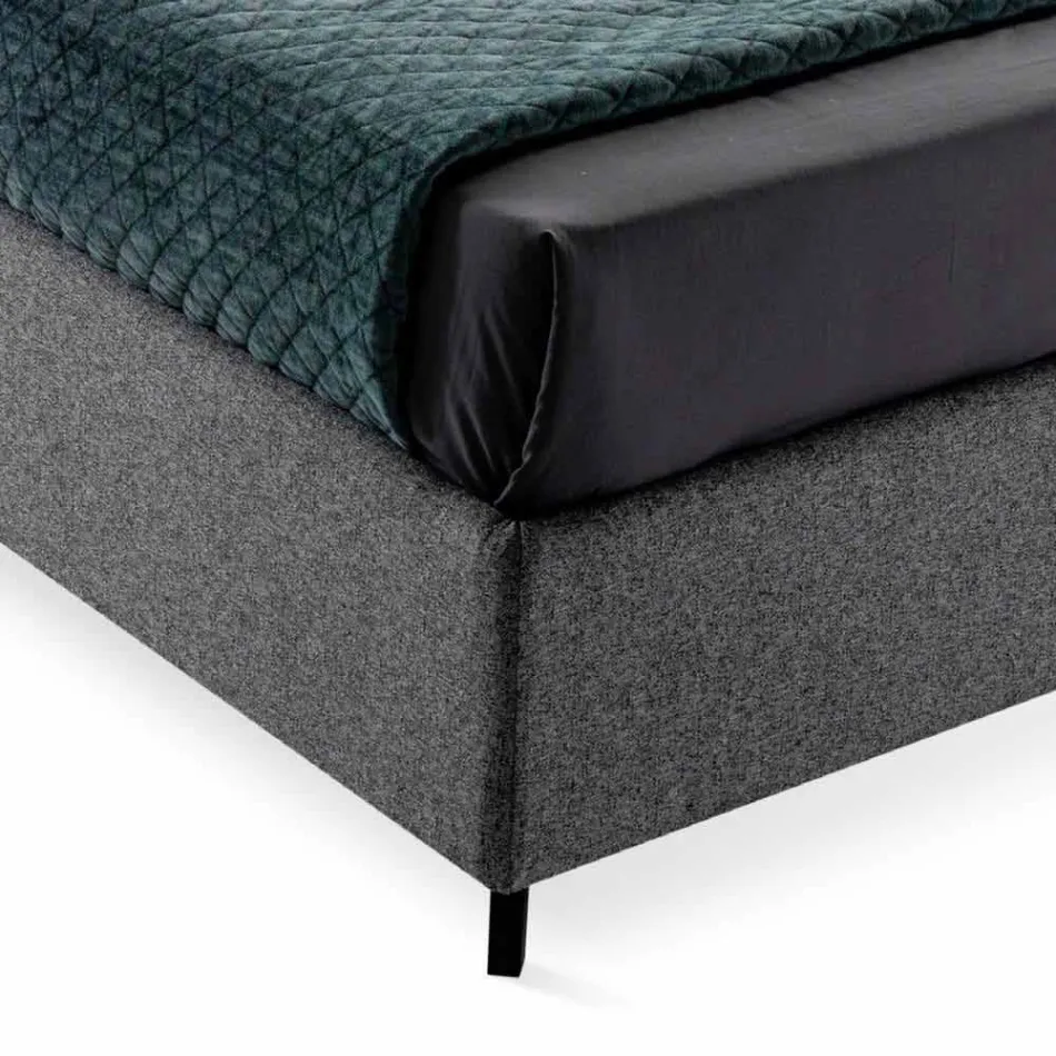 Letto Matrimoniale in Tessuto con Box e Testata a Righe Made in Italy – Nives Viadurini