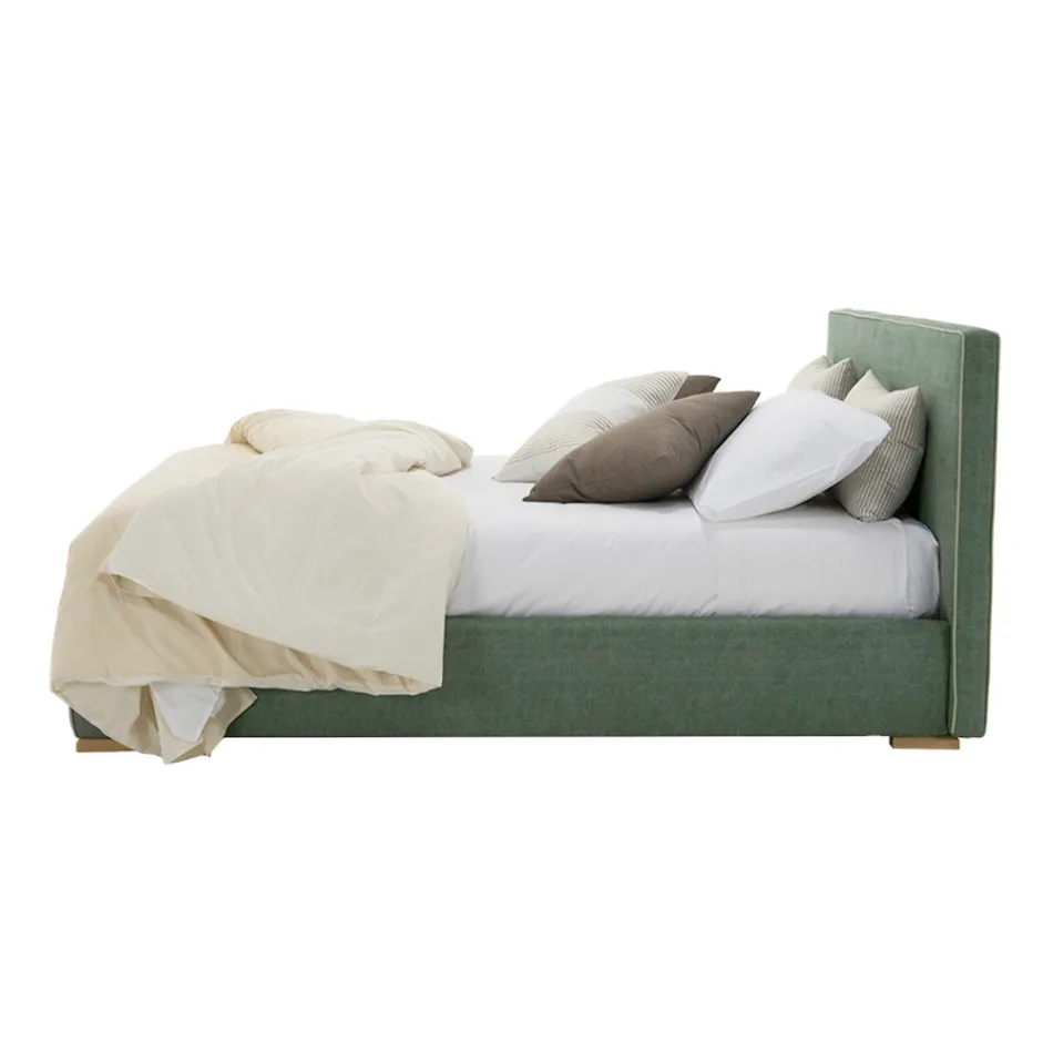 Letto Matrimoniale in Tessuto o Ecopelle con Contenitore Made in Italy – Etoile Viadurini
