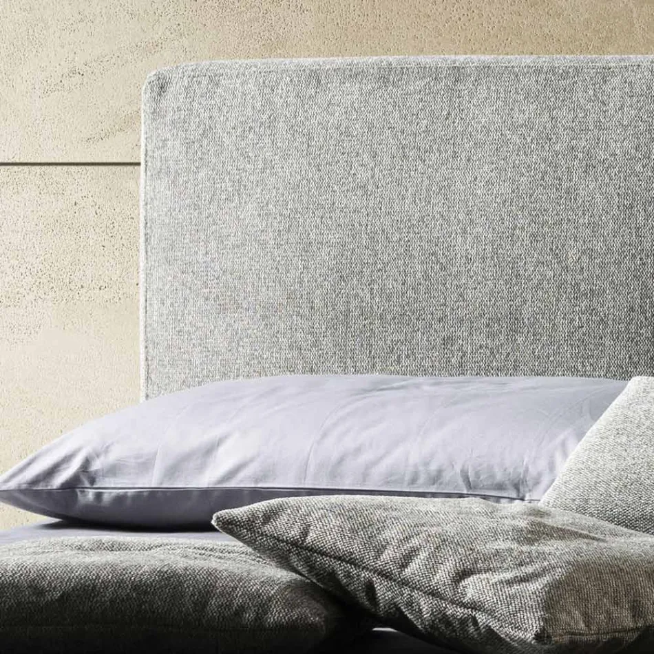 Letto Matrimoniale in Tessuto o Velluto con Contenitore Made in Italy - Ernesto Viadurini