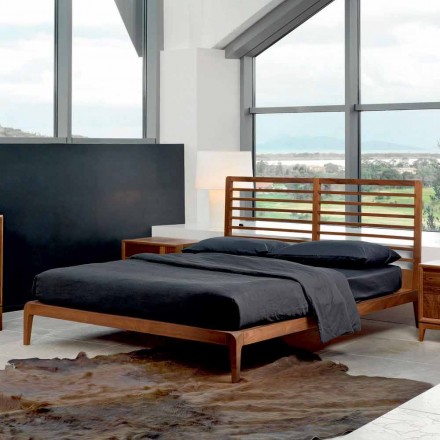 Letto matrimoniale made in Italy con base in noce massello Didimo Viadurini