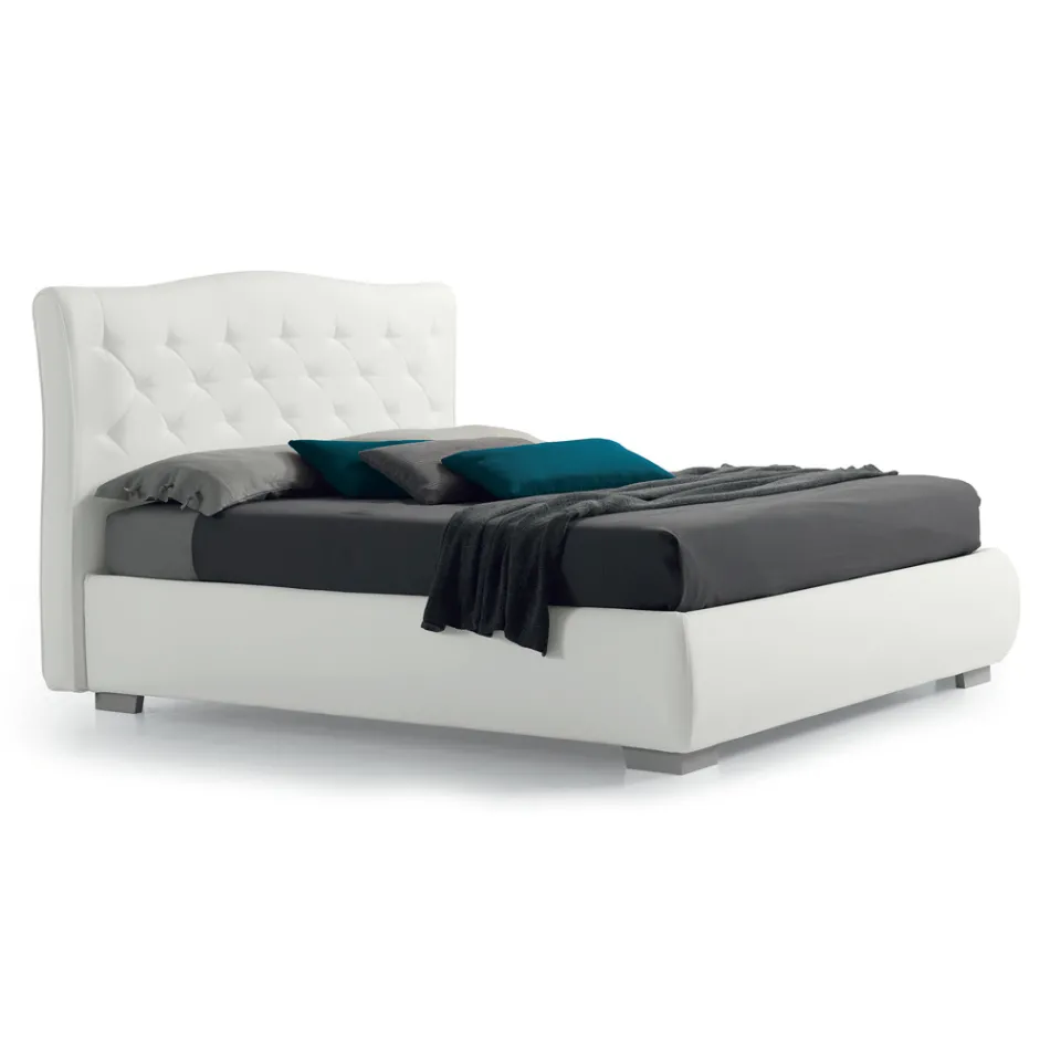 Letto Matrimoniale Moderno con Box e Testata Trapuntata - Londra Viadurini