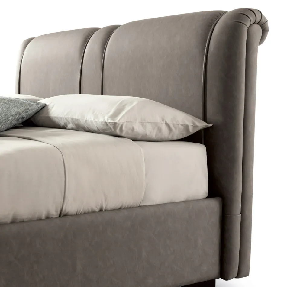 Letto Matrimoniale Moderno con Box in Pelle Ignifuga - Ania Viadurini