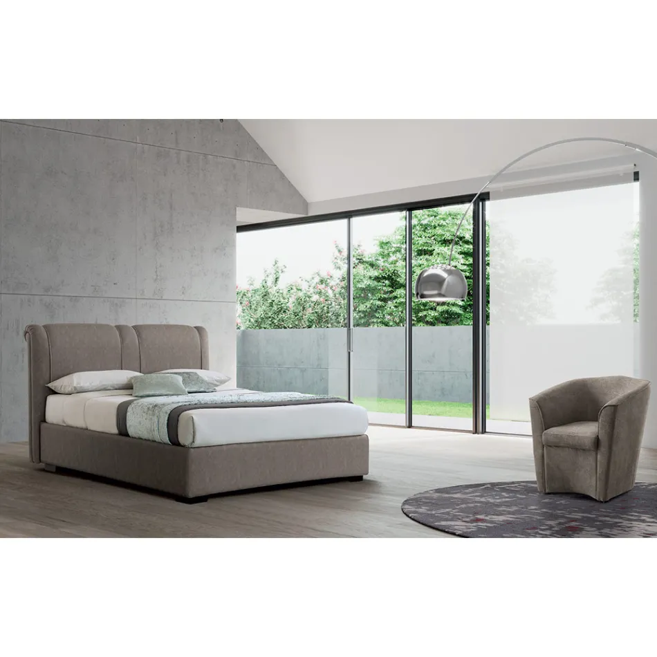 Letto Matrimoniale Moderno con Box in Pelle Ignifuga - Ania Viadurini