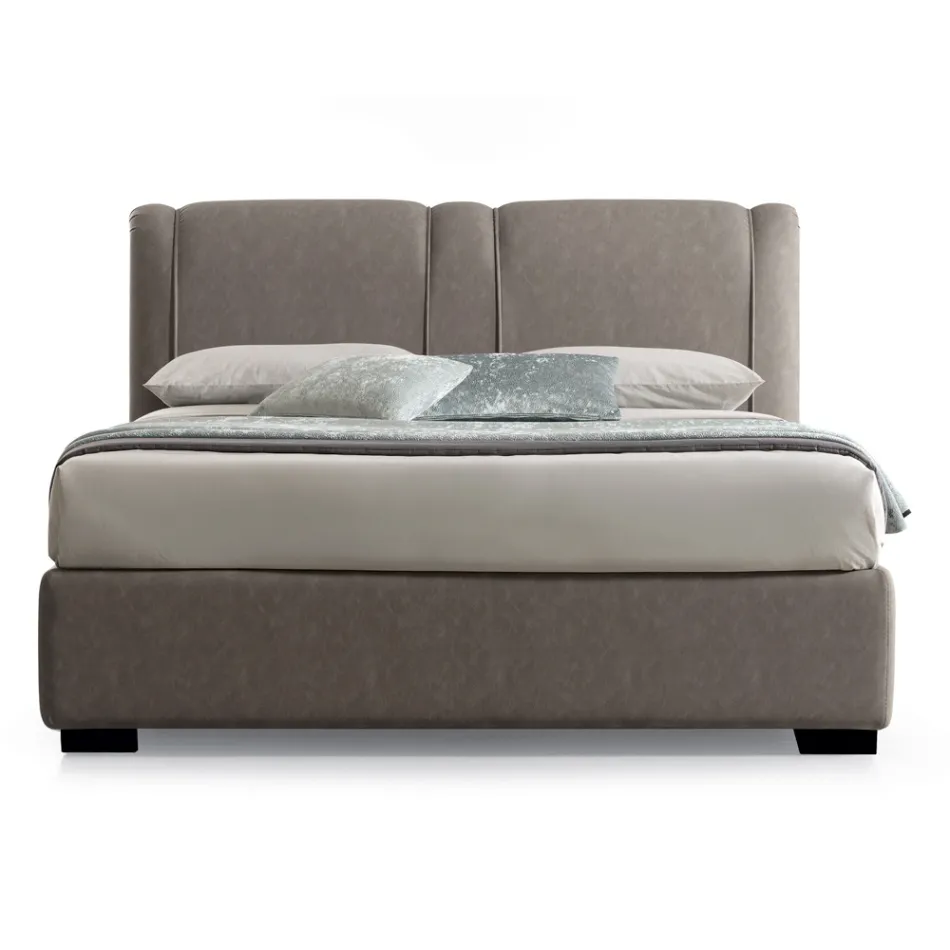 Letto Matrimoniale Moderno con Box in Pelle Ignifuga - Ania Viadurini