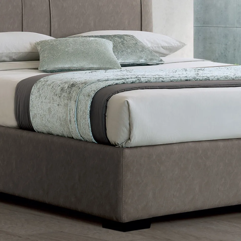 Letto Matrimoniale Moderno con Box in Pelle Ignifuga - Ania Viadurini
