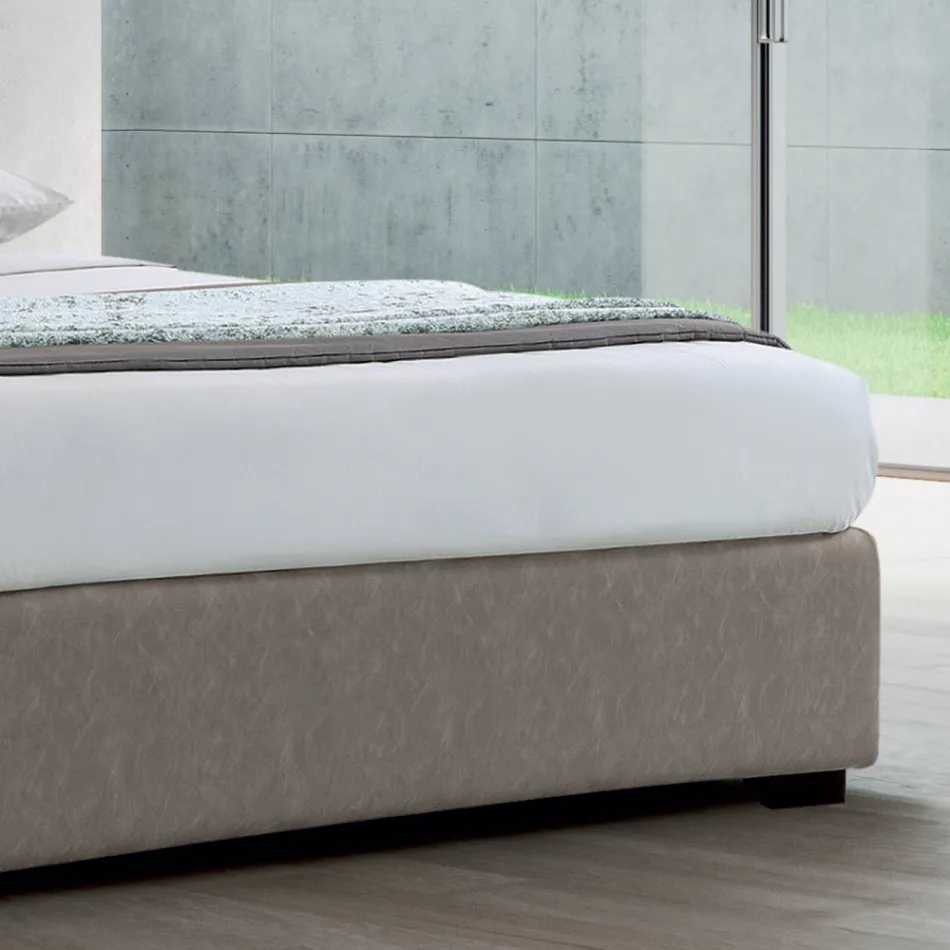 Letto Matrimoniale Moderno con Box in Pelle Ignifuga - Ania Viadurini