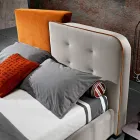 Letto Matrimoniale Moderno Design in Velluto Grigio e Arancione - Plorifon Viadurini