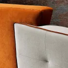 Letto Matrimoniale Moderno Design in Velluto Grigio e Arancione - Plorifon Viadurini