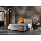 Letto Matrimoniale Moderno Design in Velluto Grigio e Arancione - Plorifon Viadurini