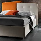Letto Matrimoniale Moderno Design in Velluto Grigio e Arancione - Plorifon Viadurini