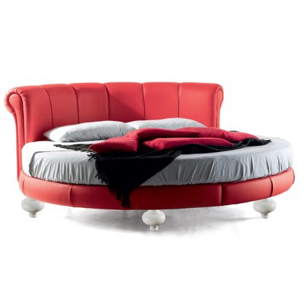Letto Matrimoniale Moderno di Lusso Rotondo in Ecopelle Made in Italy – Dream Viadurini