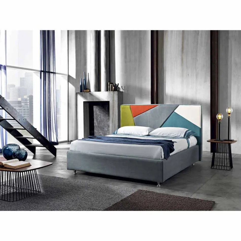 Letto matrimoniale moderno imbottito con box alzante 160x190/200cm Mia Viadurini