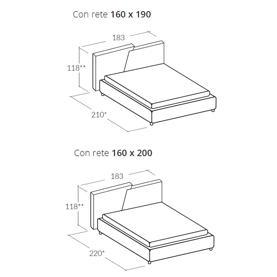 Letto Matrimoniale Moderno Imbottito Design Trapuntato o Liscio - Aftamo Viadurini
