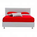 Letto Matrimoniale Rivestito in Similpelle con Piedini Made in Italy - Nurzio