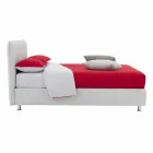 Letto Matrimoniale Rivestito in Similpelle con Piedini Made in Italy - Nurzio Viadurini