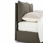 Letto Matrimoniale Rivestito in Tessuto con Piedini Neri Made in Italy - Bandola Viadurini