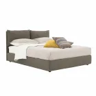 Letto Matrimoniale Rivestito in Tessuto con Piedini Neri Made in Italy - Bandola Viadurini