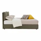 Letto Matrimoniale Rivestito in Tessuto con Piedini Neri Made in Italy - Bandola Viadurini