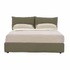 Letto Matrimoniale Rivestito in Tessuto con Piedini Neri Made in Italy - Bandola Viadurini