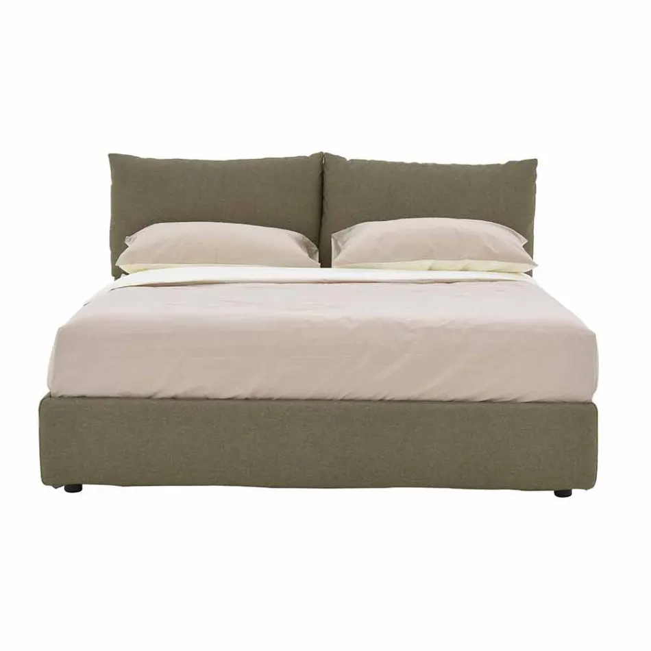 Letto Matrimoniale Rivestito in Tessuto con Piedini Neri Made in Italy - Bandola Viadurini