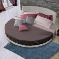 Letto Matrimoniale Rotondo di Design Rivestito in Tessuto, Made in Italy - Rello