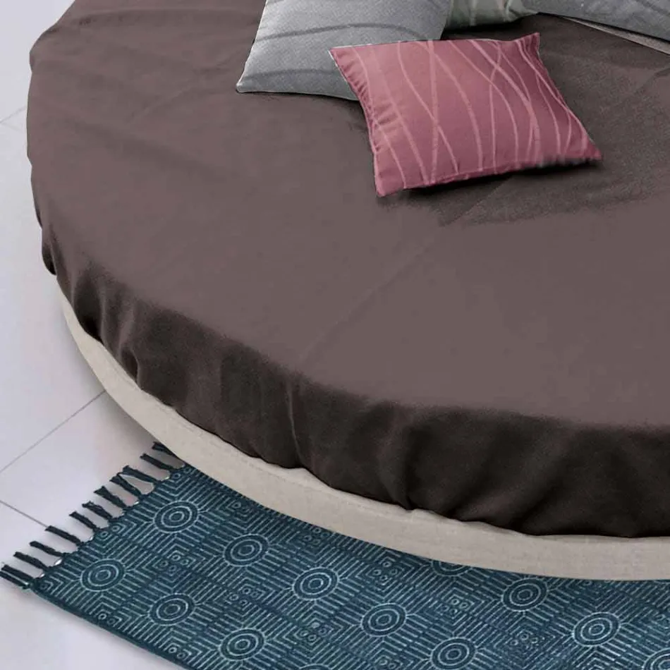 Letto Matrimoniale Rotondo di Design Rivestito in Tessuto Made in Italy - Rello Viadurini