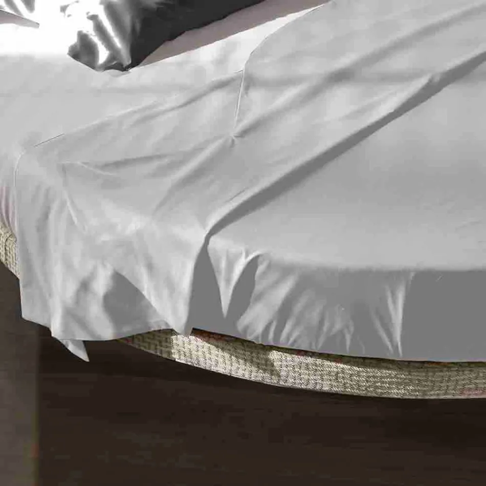 Letto Matrimoniale Rotondo Moderno con Testiera Angolare Made in Italy - Tima Viadurini