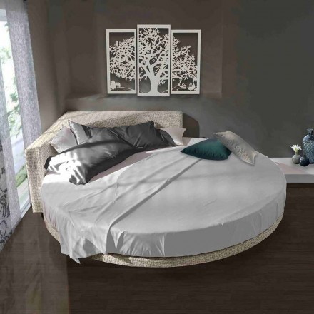 Letto Matrimoniale Rotondo Moderno con Testiera Angolare Made in Italy - Tima Viadurini
