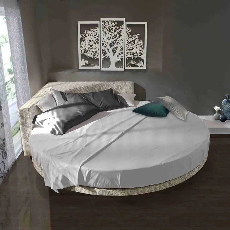 Letto Matrimoniale Rotondo Moderno con Testiera Angolare Made in Italy - Tima Viadurini