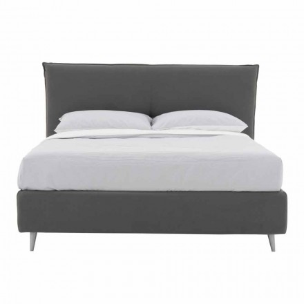 Letto Matrimoniale Sfoderabile con Piedini in Legno Made in Italy - Tampa Viadurini