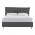 Letto Matrimoniale Tessuto Sfoderabile, Piedini in Legno Made in Italy - Tampa