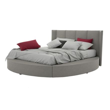 Letto Rotondo Matrimoniale con Box Contenitore in Ecopelle o Tessuto – Romantico Viadurini
