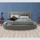 Letto Rotondo Matrimoniale con Box Contenitore in Ecopelle o Tessuto – Romantico Viadurini