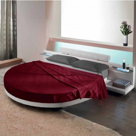 Letto Rotondo Matrimoniale Rivestito in Ecopelle di Design Made in Italy - Vesio Viadurini