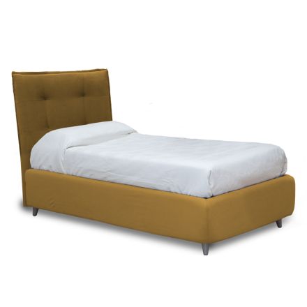 Letto Singolo Imbottito con Contenitore Opzionale Made in Italy - Akira Viadurini