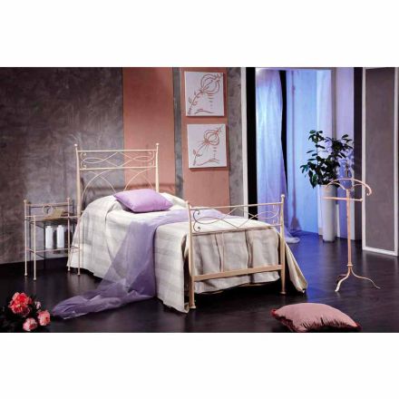 Letto singolo in ferro battuto forgiato a mano Ambra,made in Italy Viadurini