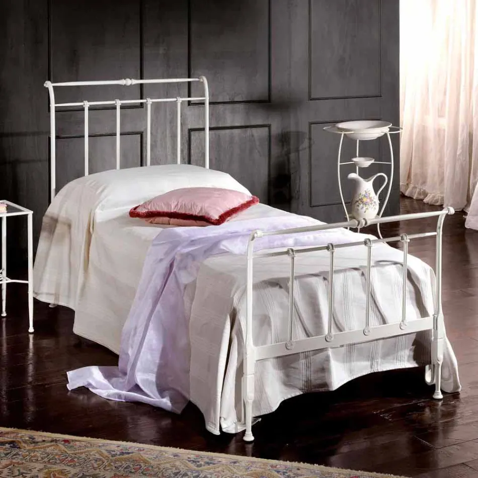 Letto singolo in ferro battuto pieno Amanda artigianale,made in Italy Viadurini