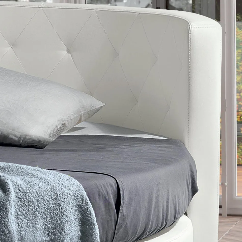 Letto Tondo Matrimoniale di Design Rivestito in Ecopelle - Faenza Viadurini