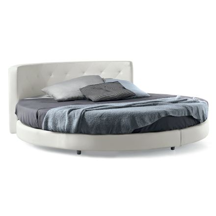 Letto Tondo Matrimoniale di Design Rivestito in Ecopelle - Faenza Viadurini