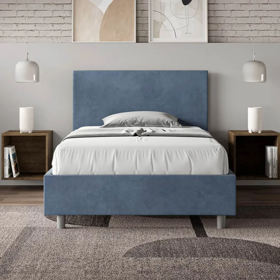 Letto Una Piazza e Mezzo 120x200 cm con Testata in Microfibra Made in Italy - Pallone Viadurini