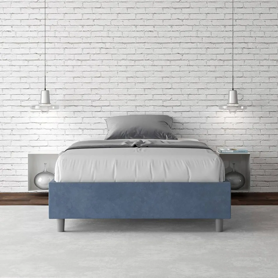 Letto Una Piazza e Mezzo 120x200 cm Rivestito in Microfibra Made in Italy - Atleta Viadurini