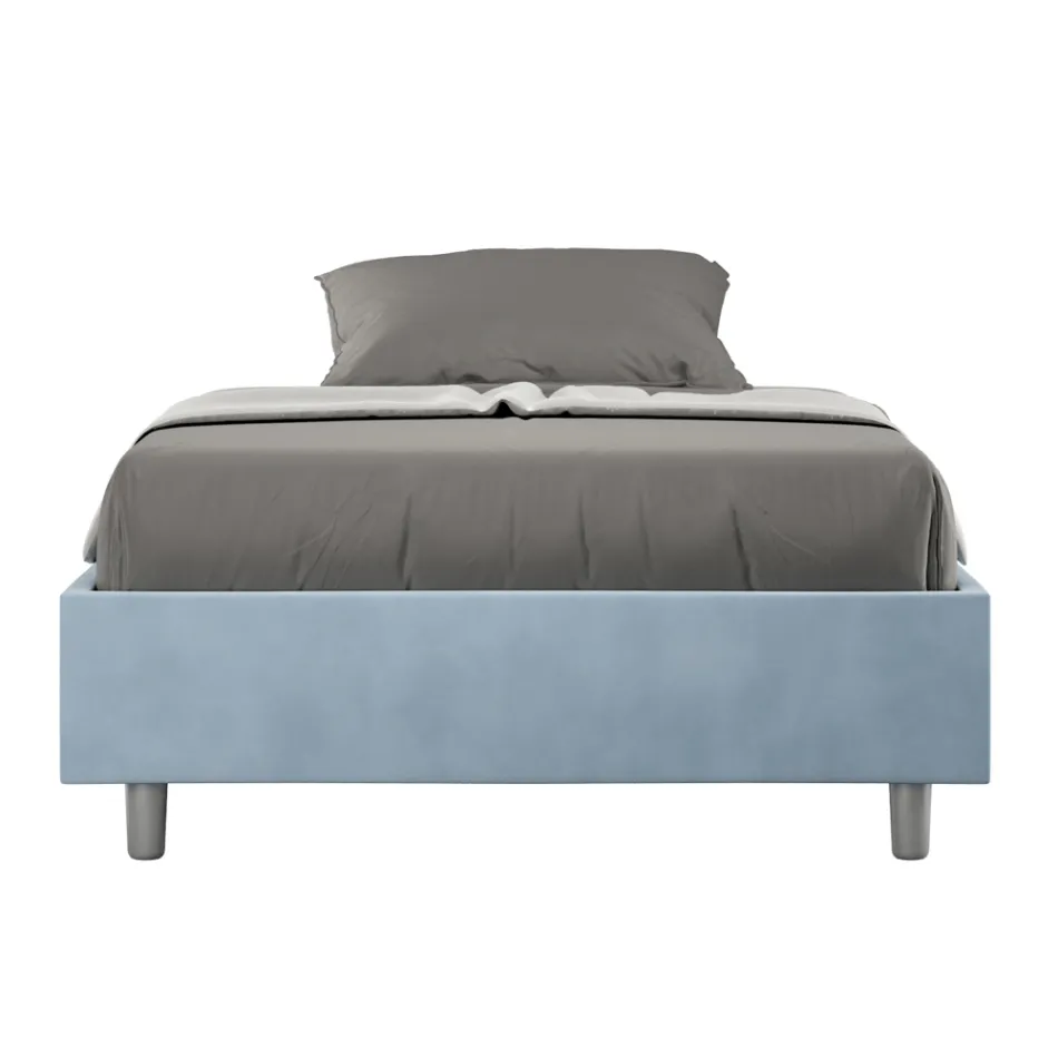 Letto Una Piazza e Mezzo 120x200 cm Rivestito in Microfibra Made in Italy - Atleta Viadurini