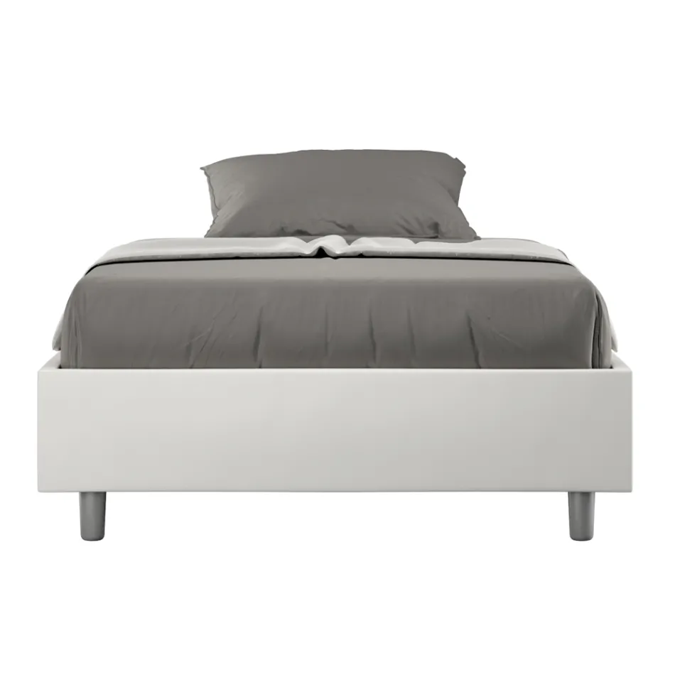 Letto Una Piazza e Mezzo 120x200 cm Rivestito in Similpelle Made in Italy - Atleta Viadurini