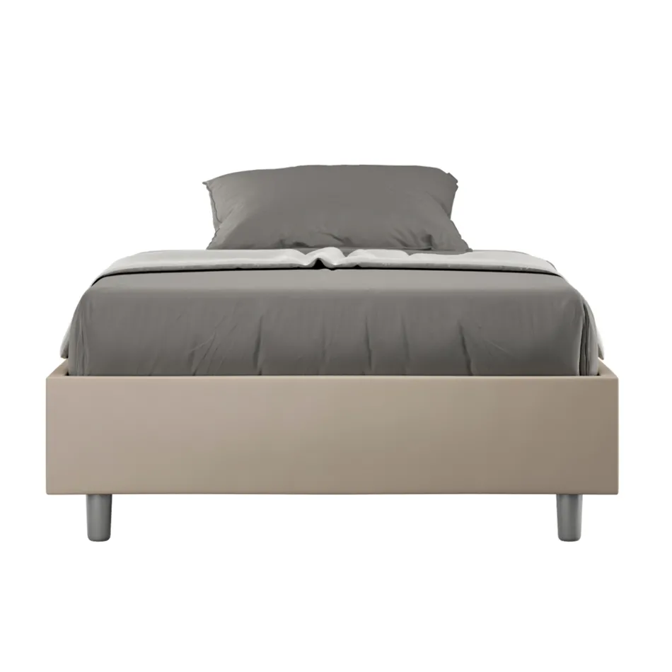Letto Una Piazza e Mezzo 120x200 cm Rivestito in Similpelle Made in Italy - Atleta Viadurini