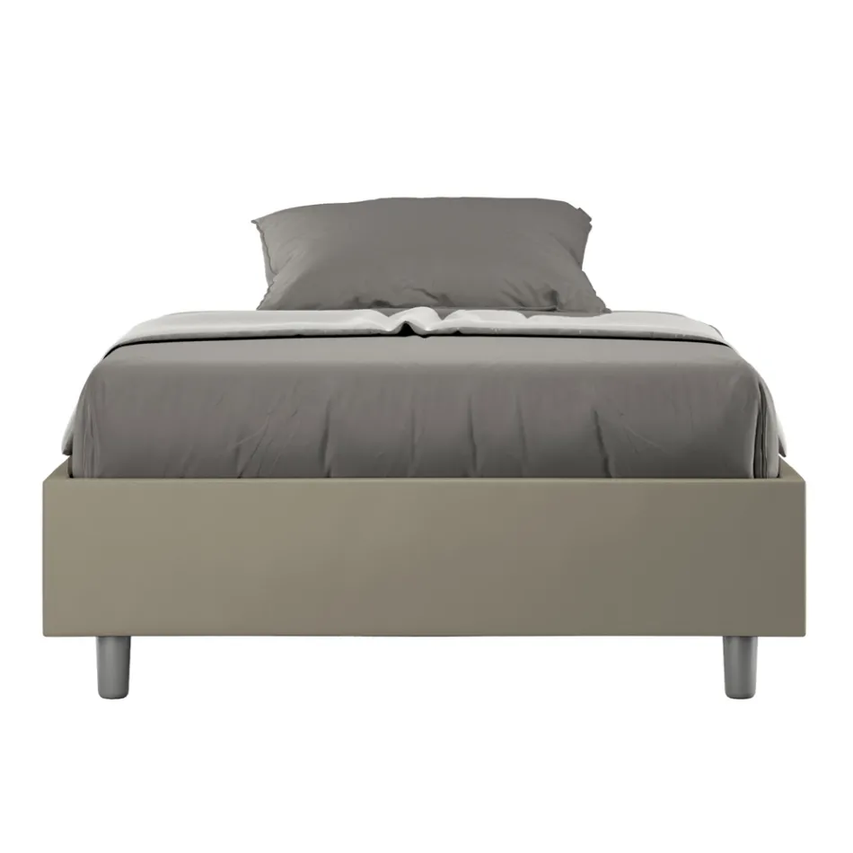Letto Una Piazza e Mezzo 120x200 cm Rivestito in Similpelle Made in Italy - Atleta Viadurini
