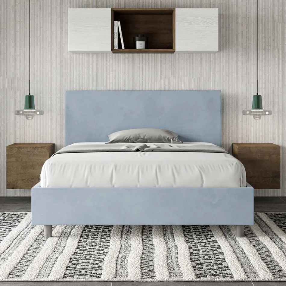 Letto Una Piazza e Mezzo 140x200 cm con Testata in Microfibra Made in Italy - Pallone Viadurini