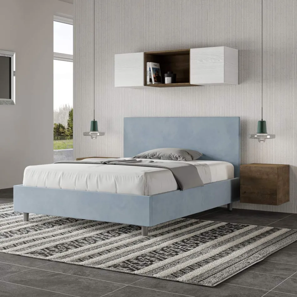 Letto Una Piazza e Mezzo 140x200 cm con Testata in Microfibra Made in Italy - Pallone Viadurini