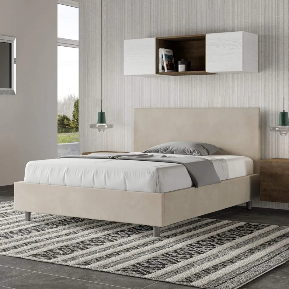 Letto Una Piazza e Mezzo 140x200 cm con Testata in Microfibra Made in Italy - Pallone Viadurini