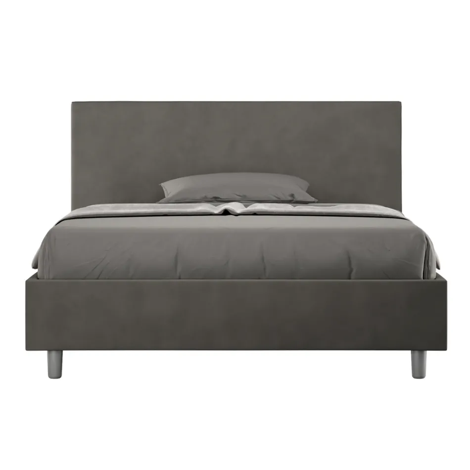 Letto Una Piazza e Mezzo 140x200 cm con Testata in Microfibra Made in Italy - Pallone Viadurini