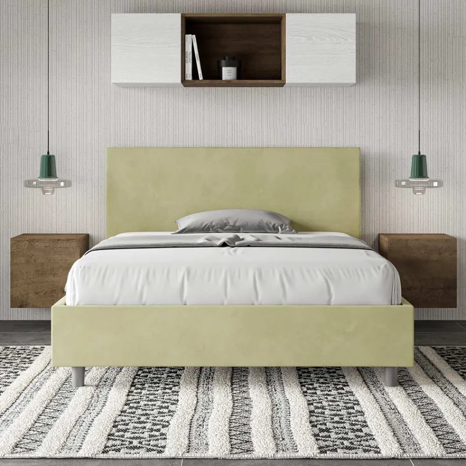 Letto Una Piazza e Mezzo 140x200 cm con Testata in Microfibra Made in Italy - Pallone Viadurini